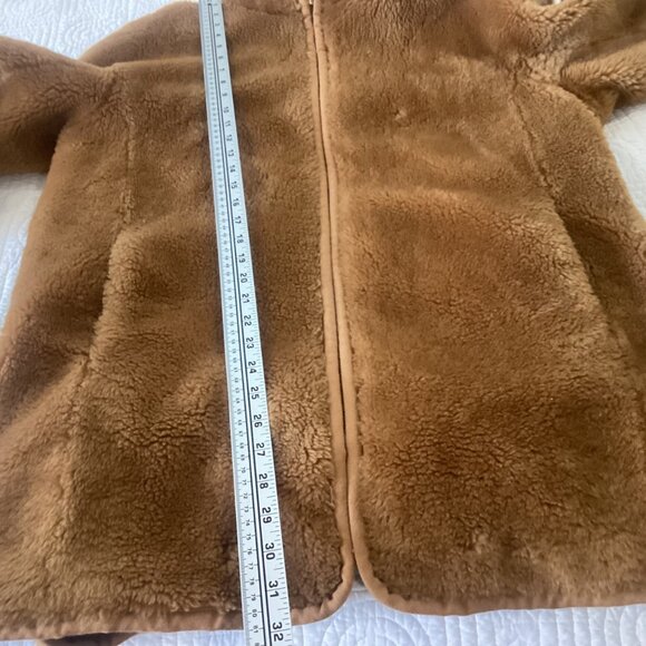 J. Crew Plush Teddy Bear Coat J9064 Camel Brown size Medium Soft Plush Faux Fur - Picture 7 of 12